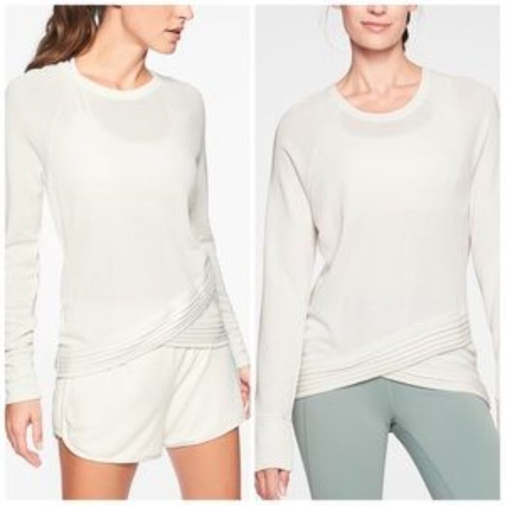Athleta Serenity Criss Cross Sweatshirt in Sea Salt (Ivory)